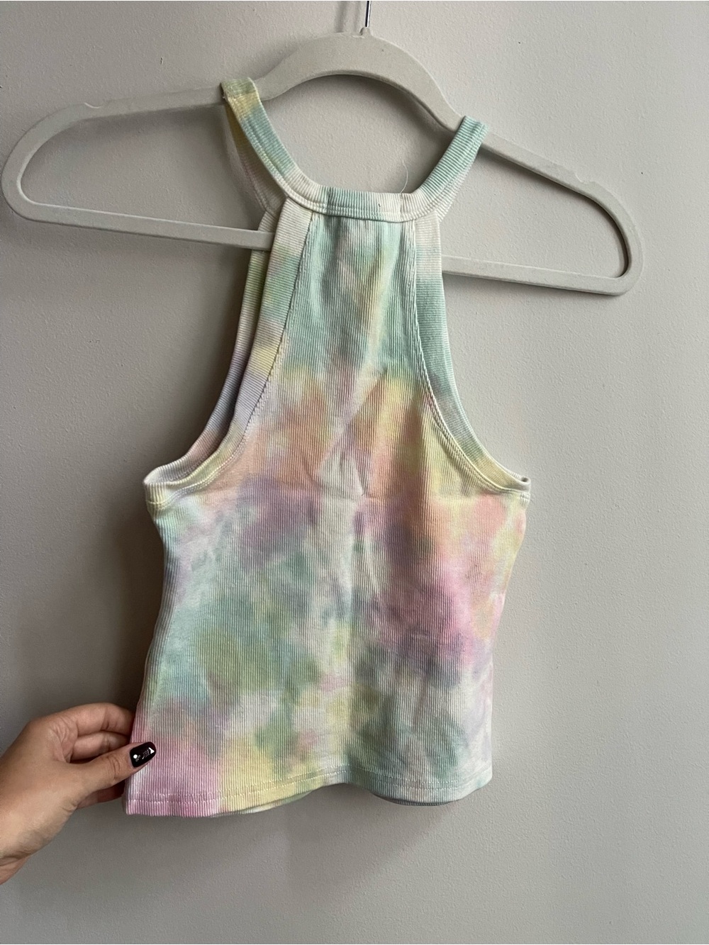 Chelsea & Violet Pastel Tie-Dye Racerback Crop Tank - Multi